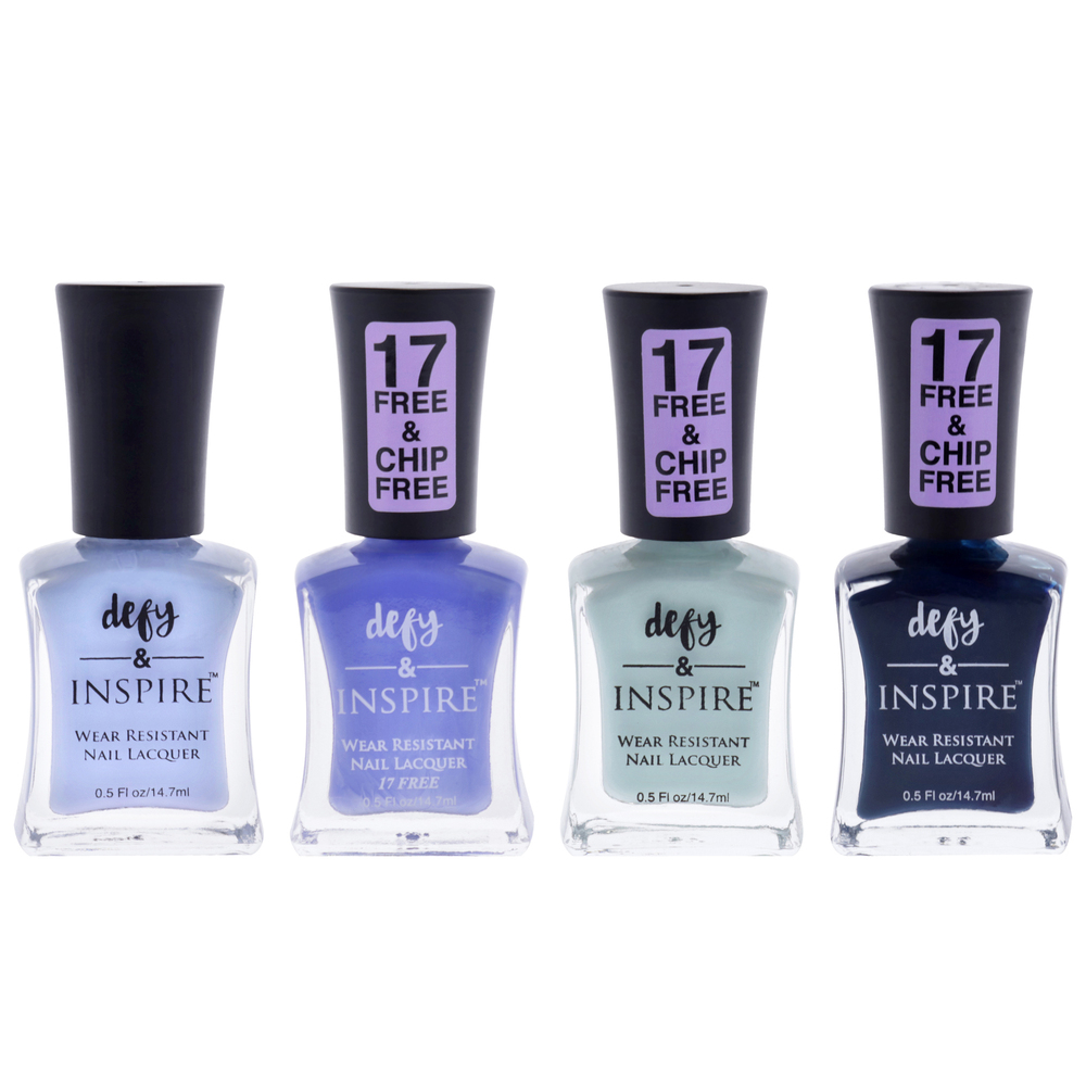 Wear Resistant Nail Lacquer Kit by Defy and Inspire for Women - 4 Pc Kit